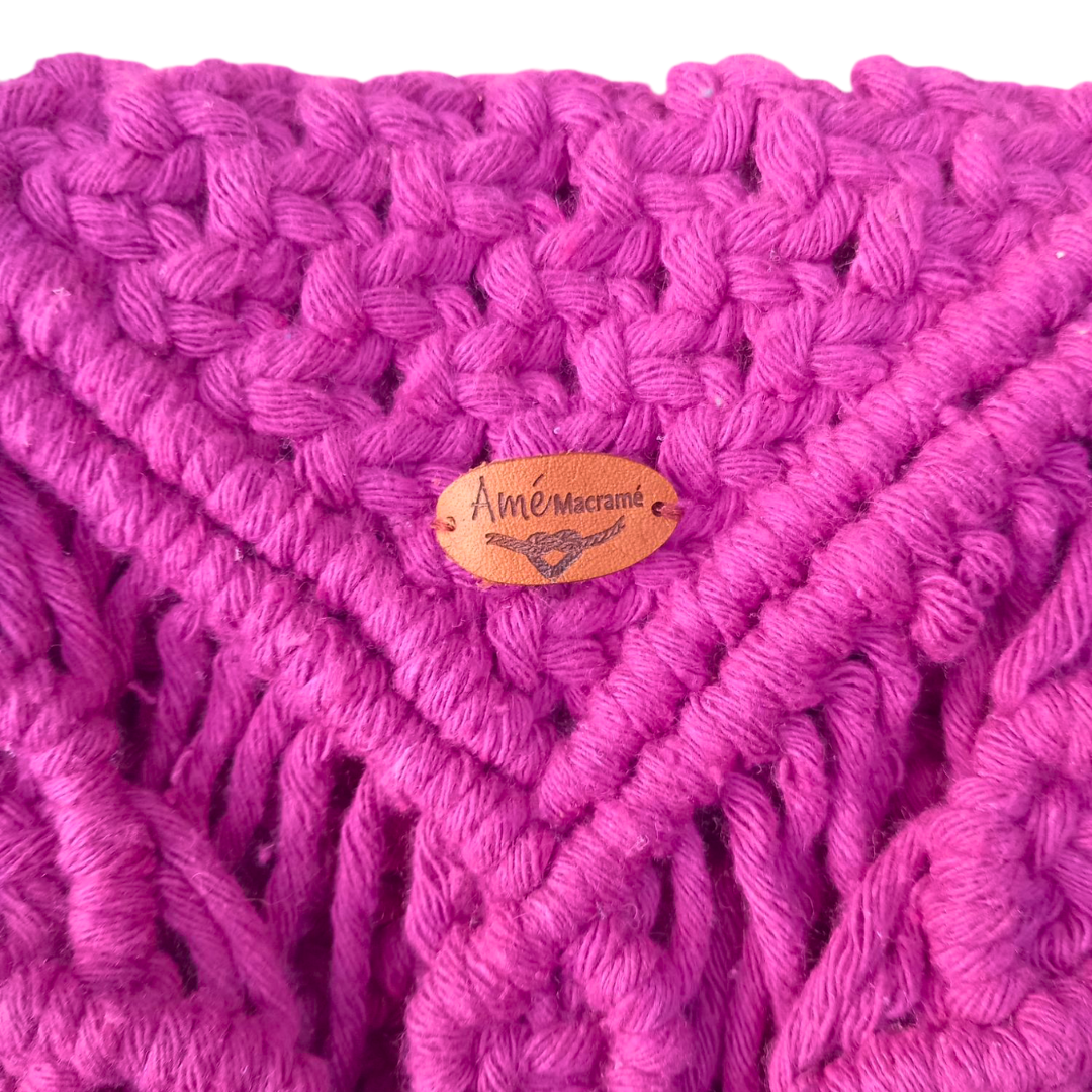 💜 Cartera Boho en Macramé – Color Púrpura